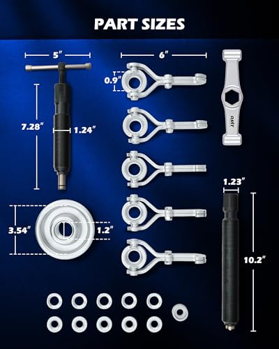 OMT Heavy Duty Hub Puller Kit, Wheel Hub Removal Tool with Adjustable Hooks | Large Brake Drum Puller with Hydraulic Ram, Mechanical Hub Puller Tool Set for Cars Trucks Large Vehicles