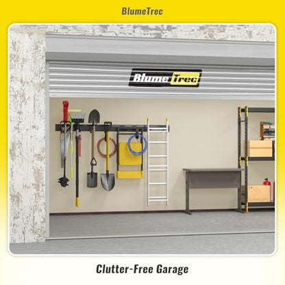 Garage Tool Organizer Wall Mount, 64" Heavy-Duty Metal Wall Organizer, 4 Rails with 8 Adjustable Hooks, Garden Storage Rack for Organization, Sturdy Tool Hanging Holder for Shovel Shed Yard - size: 64" 4 panels & 8 hooks