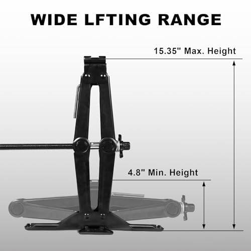 TCE AST10202SU Torin Wide Base Cross Car Scissor Jack: Steel Portable Quick Lift Tire Jacks Include Ratchet Wrench for Car, Truck, Sedans and MPV, 1.5 Ton (3,000 lbs) Capacity, Black - size: 1.5 Ton, style: Deluxe Base