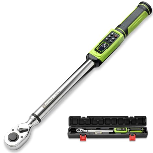 Digital Torque Wrench 1/2" Drive-2.2-147.5Ft.Lb for Car Motorcycle | Electronic Torque Wrench(3-200N.m),Vibration Buzzer LED Indicator,±2% Accuracy 5 Units for Bike Auto Truck Repair DIY - size: 1/2" 2.2-147.5Ft.Lb