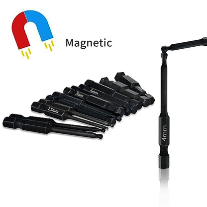 Ball End Hex Allen Wrench Drill Bit Set (24 Pack - Metric & SAE Sizes - Magnetic Tipped) - Hardened CR-MO Steel Hexagonal Bits - Perfect Replacement for Ball End Allen Wrenches & Hex Keys - style: Ball End Hex