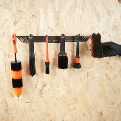 SPTA Detailing Brush Towels Hanger Detailing Brush Holder 6 Organizer Hooks Wall-Mounted Hanger Rack Car Care Organizer, Ideal for Garage Cleaning Towels Brush Car Cleaning Tools - color: Detailing Brush Towels Hanger