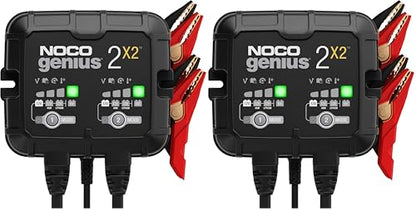 NOCO GENIUS2X2: 4A 2-Bank SmartBattery Charger(2A/Bank)6V/12V Automatic Maintainer,Trickle Charger & Desulfator with Overcharge Protection & Temperature Compensation for Lead-Acid & Lithium(Pack of 2) - size: 4A (2A per Bank) (Pack of 2)