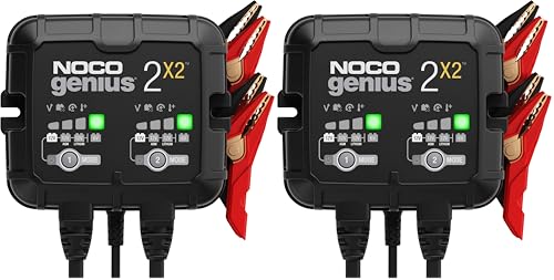 NOCO GENIUS2X2: 4A 2-Bank SmartBattery Charger(2A/Bank)6V/12V Automatic Maintainer,Trickle Charger & Desulfator with Overcharge Protection & Temperature Compensation for Lead-Acid & Lithium(Pack of 2) - size: 4A (2A per Bank) (Pack of 2)