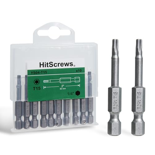 2 Inch T15 Torx Bits, S2 Steel Star Screwdriver Bits, 1/4" Hex Shank, CNC Precision Tips, 10-Pack in Slide-Out Storage Case, Impact Driver/Drill Compatible - size: T15