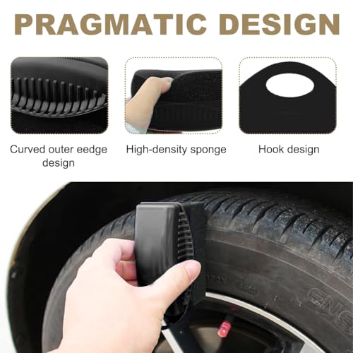 Ohleats 2 PCS Tire Dressing Applicator, Wheel Dressing Tire Shine Applicator Pad with Lid, Reusable Wheel Detailing Foam Tire Waxing Wipe Polishing Sponge, Universal Car Accessories (Black) - color: Black-2pcs