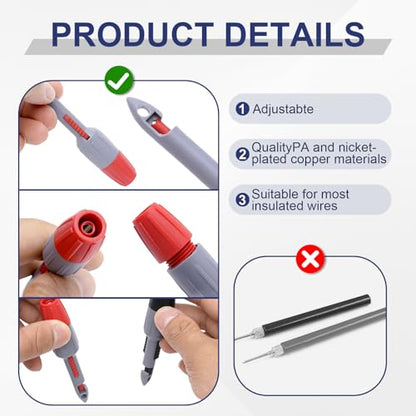 Wire Piercing Probe‌ Test Leads Set with 2mm/4mm Banana Plugs - Insulation ‌Piercing Probes‌ Clips for Safe Multimeter Testing on Automotive Electrical Circuits, Wires, and Terminals （4mm Long-Short） - size: 4mm Long- Short 4PCS