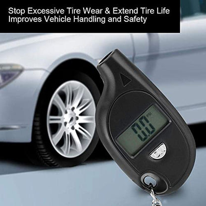 Tire Pressure Gauge, 5-150PSI Black LCD Digital Display Tyre Pressure Gauge Tester with Keychain