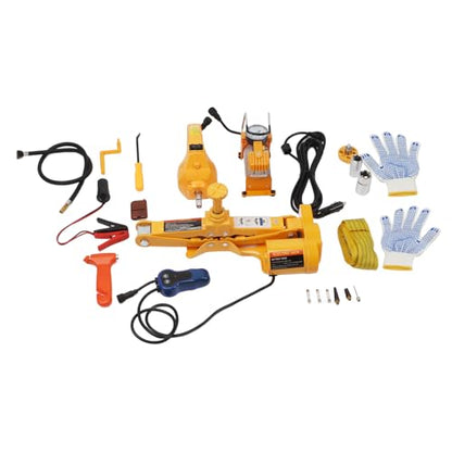 Electric Car Jack Kit 12V Scissor Lift with Impact Wrench & Tire Inflator for SUV Truck Emergency Repairs