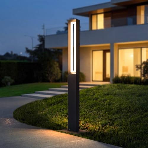 MVBT Path Light Wired, AC100-240V 71" Outdoor Pathway Lights, Waterproof 3000K Bollard Lights, Walkway Driveway Pole Lamp Bright LED Landscape Lighting for Outside Patio Sidewalk Garden Yard Lawn