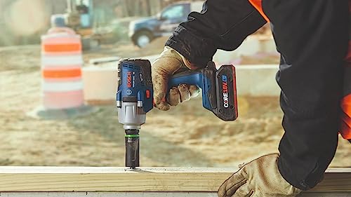 Bosch GDS18V-330CB25 18V Brushless Connected-Ready 1/2 In. Mid-Torque Impact Wrench Kit with Friction Ring and Thru-Hole and (2) CORE18V® 4 Ah Advanced Power Batteries - style: w/ (2) 18V 4 Ah Batteries