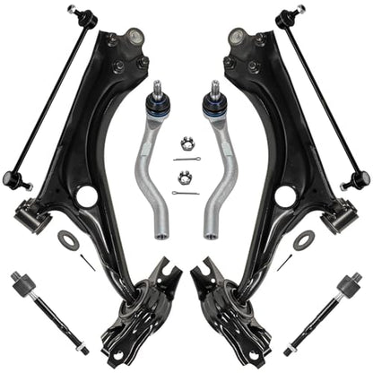 Detroit Axle - Front Control Arms Kit for 2016 2017 2018 2019 Honda Civic, 2 Lower Control Arms w/Ball Joints, 4 Inner & Outer Tie Rods, 2 Sway Bar Links Replacement - size: 8CS48214/8PC