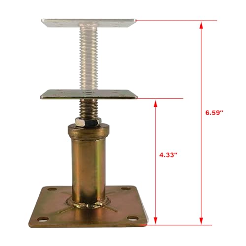 6 Pack House Floor Joist Support Jacks Adjustable 4 1/3"-7" for Leveling | Galvanized Steel, Small Mini Screw Jack Post Pole for Lifting, For Shed Stairs Porches Decks Crawl Spaces Leveling - size: 4.3-7 inch
