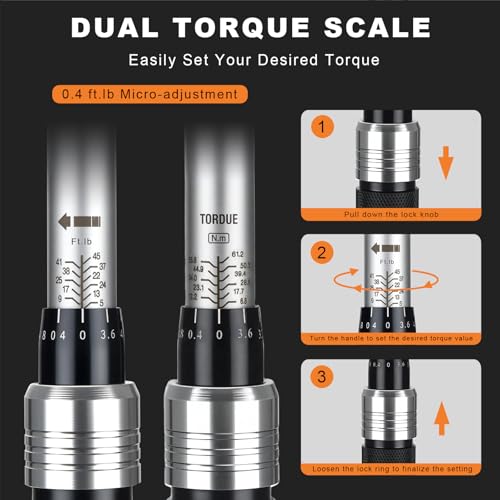 AEROFORCE 14PCS 3/8-Inch Drive Swivel Magnetic Spark Plug Socket Set with 3/8'' Torque Wrench (5-45 Lb.ft/6.8-61.2 Nm), Universal Joint & Extension Bar - Durable CR-V Steel for Easy Spark Plug Removal - size: 14PCS full Magnetic