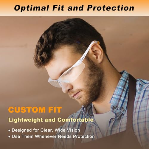 ProtectX Safety Glasses for Men & Women, Safety Sunglasses with Anti-Fog Scratch Resistant Lenses, Non-Slip Grips, ANSI Z87.1 - color: Olympus Clear 6 Pk