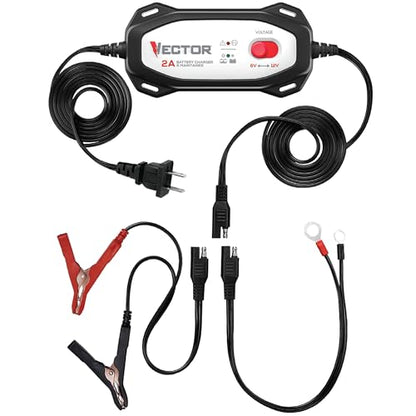 Vector VECBC2 2 Amp Battery Charger/Maintainer with 6V/12V Selector - size: 2 Amp