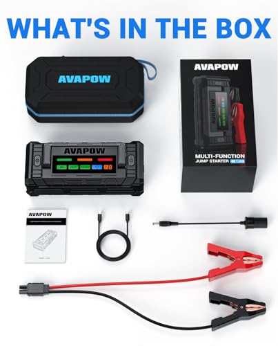 AVAPOW TJ68 10000A Battery Jump Starter Portable with 4" HD Display PD 65W Dual-Way Fast Charging,12V Jump Box, Car Battery Jump Starter for All Gas & Up to All Diesel Engines - size: 10000A