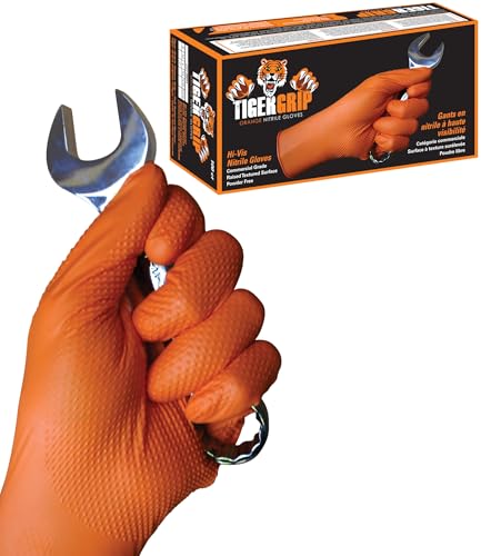 EPPCO TigerGrip 8-Mil Nitrile Glove Disposable Powder, Latex Free Textured Superior Grip Orange Gloves, XL, Box of 100 - size: 90 Count (Pack of 1)