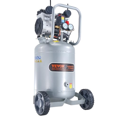 VEVOR 13-Gallon Air Compressor, 2HP, 4.6 SCFM@90PSI, Oil-Free Tank, 66dB Quiet Operation, Ideal for Tire Inflation, Woodworking, Auto Repairs, and Spray Painting (Maximum Pressure 125 PSI) - size: 17.5'' x 16.5'' x 33.3''