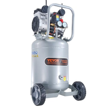VEVOR 13-Gallon Air Compressor, 2HP, 4.6 SCFM@90PSI, Oil-Free Tank, 66dB Quiet Operation, Ideal for Tire Inflation, Woodworking, Auto Repairs, and Spray Painting (Maximum Pressure 125 PSI) - size: 17.5'' x 16.5'' x 33.3''