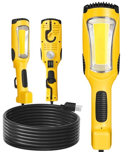 24W LED Work Light, 25FT 3000LM COB LED Light, Handheld Underhood Trouble Light with Cord 16 Gauge SJTW, Swivel Hook, for Garage, Workshop, Car Repair Scene, ETL Listed, Yellow Y06WL06 - size: 25 ft