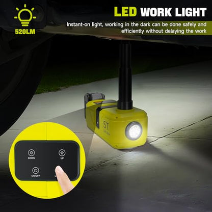 Electric Car Jack for DeWalt 20V Li-ion Battery, 220W Cordless Remote Control 5Ton Automatic Hydraulic Jack with LED Light, Floor Jack Lift for SUV MPV Sedan Truck Change Tires Garage Repair