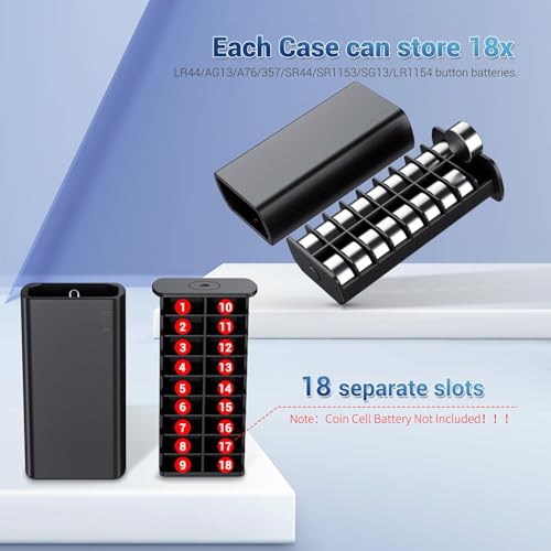 (2 Pack) LR44 Battery Holder, Coin Cell Case for 36x LR44/AG13/A76/357/SR44/SR1153/SG13/LR1154, Button Round Storage, Fits D Slot & Pull-Out Design - size: (2 PACK)Battery Case for LR44 & More