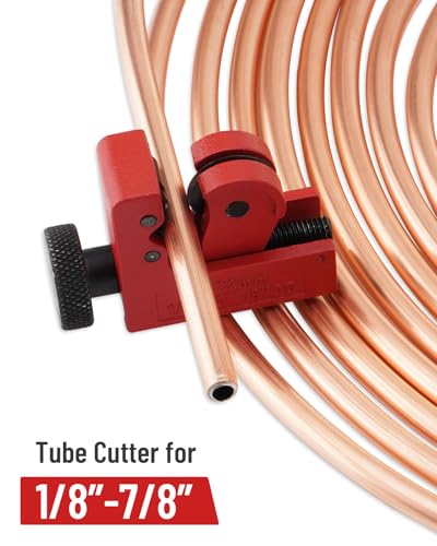 25 ft 3/16 in Brake Line Flaring Tool Kit | 20pcs fittings, 2 unions, tube bender, cutter, 7-size flaring bar, copper-coated line - color: 3/16 in Copper Coated