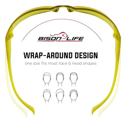 BISON LIFE Clear Safety Glasses – ANSI Z87.1 Certified Scratch & Impact Resistant Eye Protection Goggles for Men & Women - color: Yellow/Yellow