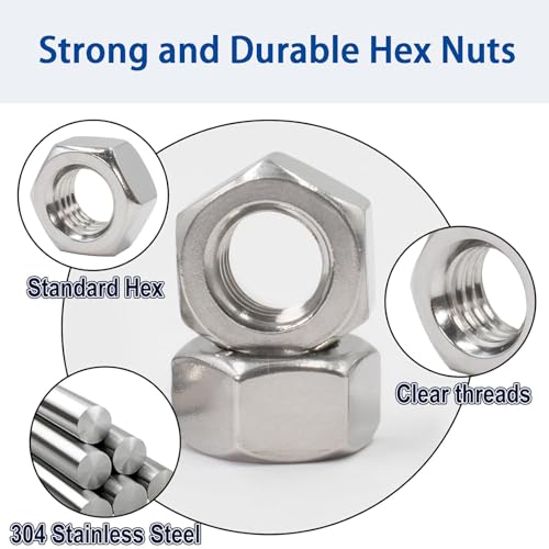 90Pcs M8-1.25mm Hex Nuts, 304(A2-70) Stainless Steel Nuts, Standard Metric Thread Nuts