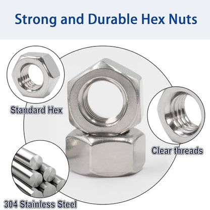 90Pcs M8-1.25mm Hex Nuts, 304(A2-70) Stainless Steel Nuts, Standard Metric Thread Nuts