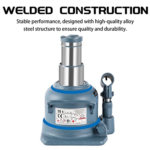 BAOSHISHAN 10 Ton Double Ram Bottle Jack 4.92" to 8.86" Lift Range | Low Profile, Heavy-Duty Hydraulic Lifting, Welded Steel Frame, Built-in Safety Valve, for SUV Truck RV - size: 10 Ton (Low Profile)