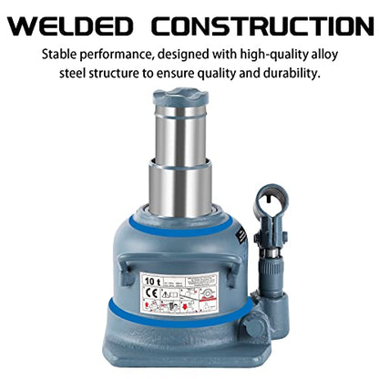 BAOSHISHAN 10 Ton Double Ram Bottle Jack 4.92" to 8.86" Lift Range | Low Profile, Heavy-Duty Hydraulic Lifting, Welded Steel Frame, Built-in Safety Valve, for SUV Truck RV - size: 10 Ton (Low Profile)