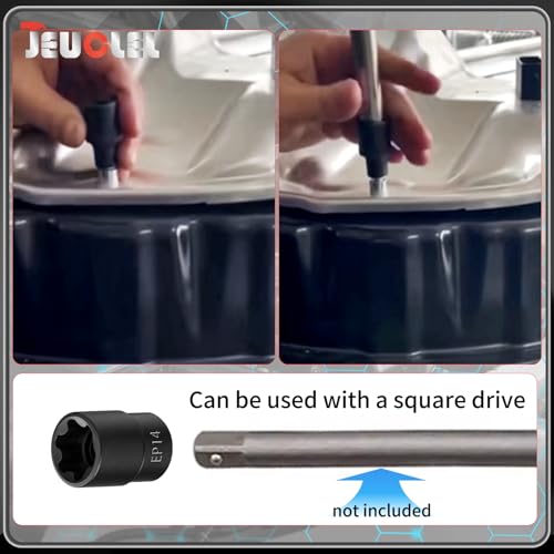 EP Socket EP14, 6 Point 3/8” Dr Female External E-Torx Plus Socket | EP Socket, Female External, E-Torx Plus Socket, External, Cr-V Steel, High Deformation Prevention - size: EP14