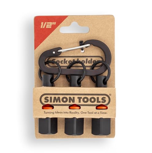 Simon tools Socket Holder Keychain 3pc - 1/2 Socket Organizer with Quick Release and Clip - Perfect Impact Wrench and Toolbox Accessories for Construction Workers, Linemen and Automotive Mechanics - size: 1/2"