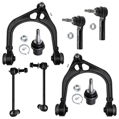 Detroit Axle - RWD Front End Kit for Chrysler 300 Dodge Challenger Charger Magnum 2 Upper Control Arms with Ball Joints 2 Stabilize Sway Bars 2 Outer Tie Rods 2 Lower Ball Joints Replacement - size: 8CS34465/8PC