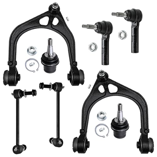 Detroit Axle - RWD Front End Kit for Chrysler 300 Dodge Challenger Charger Magnum 2 Upper Control Arms with Ball Joints 2 Stabilize Sway Bars 2 Outer Tie Rods 2 Lower Ball Joints Replacement - size: 8CS34465/8PC