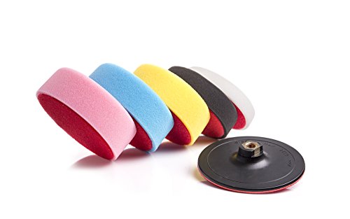 Glass Polish 6 inch (150mm) Detailing Foam Pads Kit with Hook and Loop Backing Pad, Car Buffing Polishing Foams - GP16031