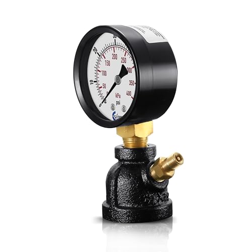 Gas Test Pressure Gauge, 1” FNPT Connection, Brass Valve, Chrome Plated Steel Body Assembly. (Steel Black, 1" FNPT 0-30 psi) - size: 1" FNPT 0-30 psi, style: Steel Black