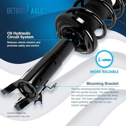 Detroit Axle - Front Loaded knuckle Kit for 2006 2007 2008 2009 2010 2011 Honda Civic, 2 Steering Knuckles & Wheel Hub Bearings Assembly 2 Struts Coil Spring Replacement Suspension - size: 4QU47720-V1/ Big strut kit