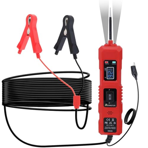 Multifunctional Car Circuit Tester Component Activation Electrical Tester 6-24V/3.5-36V AC/DC Car Power Tester Digital Display Short Circuit Finder for Continuity Testing Red - color: Red