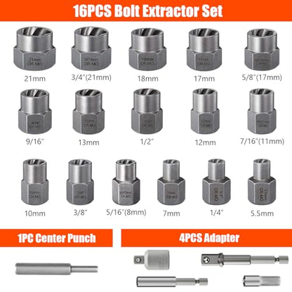 Coobeast 41Pcs Bolt Extractor Kit and Small Screw Extractor Set, Ez Out Bolt Extractor Tool with 5Pcs Compatible Adapter for Stripped Screw, Broken Nut and Damaged Bolt Remove - size: 41 PCS