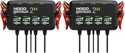 NOCO GENIUS2X4:8A 4-Bank Smart Battery Charger(2A/Bank) -6V/12VAutomatic Maintainer,Trickle Charger & Desulfator Overcharge Protection & Temperature Compensation–for Lead-Acid & Lithium(Pack of 2) - size: 8A (2A per Bank) - Pack of 2