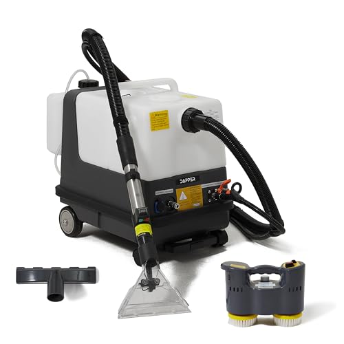 Dapper Commercial Carpet and Upholstery Extractor Cleaning Machine with Steam, Spray-Vacuum, & Mite Remover. 2.5 Gal Tank — Designed for Deep Cleaning. Dual Separate Circuit Power Cords - size: 2.5 Gal