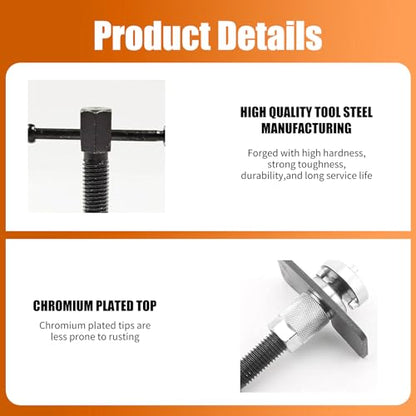 Car Brake Piston Wind Back Tool, Alloy Auto Rear Brake Pad Replacement Tool, Brakes Caliper Reset Adjustment Kit, Universal Repair Accessories for Cars (Silver)