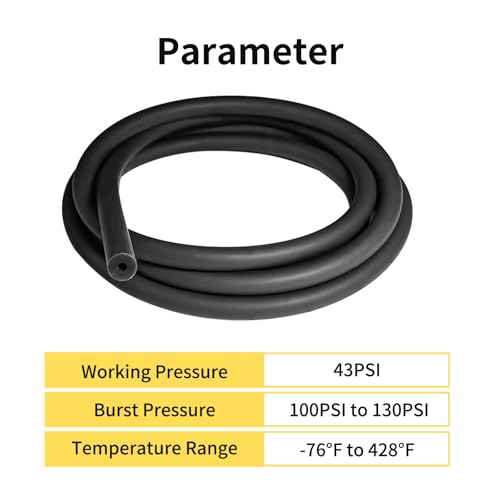Unicaravan Silicone Vacuum Hose 10FT ID 5/32" (4mm), Wall Thickness 4mm,Matte Black Tubing, With 10PCS Clamps, Tube Cutter, screwdriver,Automotive Marine & Industrial Use - size: 5/32" (4mm) - 10FT + 10PCS Clamps + tube cutter