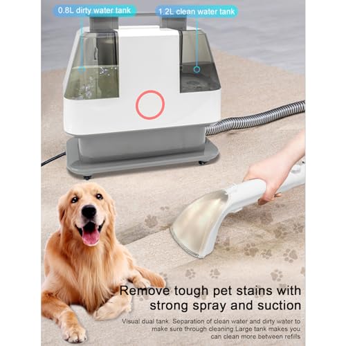 Commercial Carpet Cleaning Machine, 1000W 110V 40L/11Gal Professional Commercial 3 in 1 Carpet Spraying Floor Brush Cleaner Extractor Vacuum Washing Machine Portable Carpet Cleaner (White 40oz)