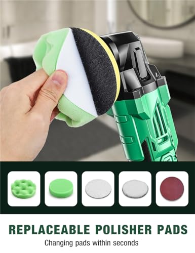 KIMO 20V Cordless Buffer Polisher Kit, 25Pcs Polishing Kit, 6 Speeds to 6000RPM Cordless Polisher with 2*2000mAh Batteries, 4 Inch Buffer Polisher for Car, Motorcycle, Truck Detailing, Scratch Remover