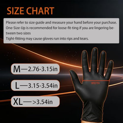 Gloves Disposable Latex Free, Nitrile Gloves 100 Pcs, Black Cleaning Gloves, Powder Free Food Prep Gloves, Large