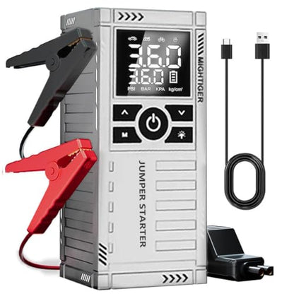 3000A Car Battery Jump Starter with Air Compressor - 150PSI Portable Car Jump Starters (Gas4.5L/3.5L Diesel) with Tire Inflator, 12V Car Battery Jump Box with Jumper Cables, LCD Display - style: 750A